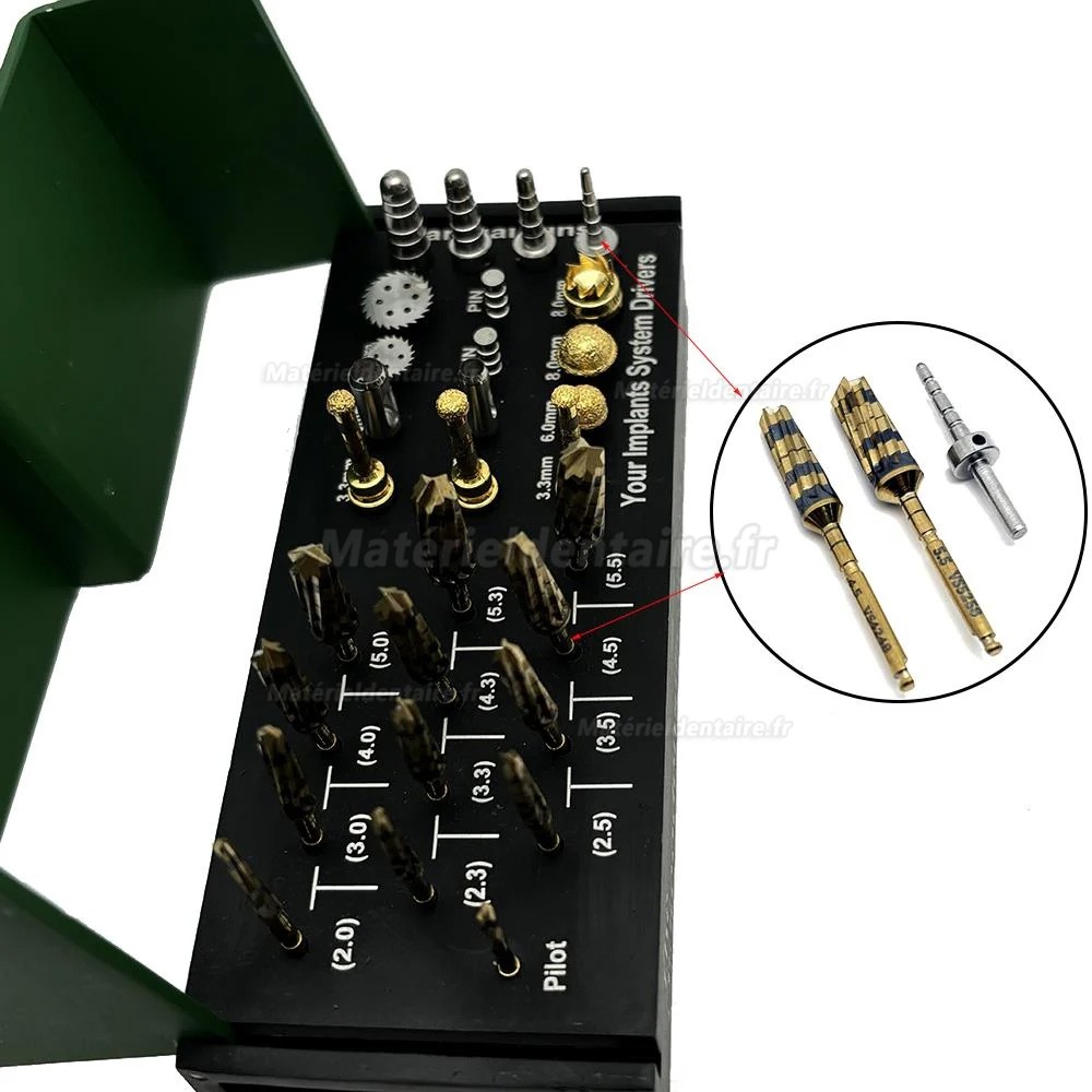 Kit ostéodensification dentaire et d'outils d'expansion de crête (29 pièces/Set ) Kit ostéodensification dentaire et d'outils d'expansion de crête (29 pièces/Set )